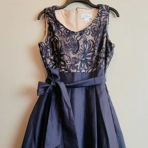 JESSICA HOWARD Navy Blue Formal Dress with Tie